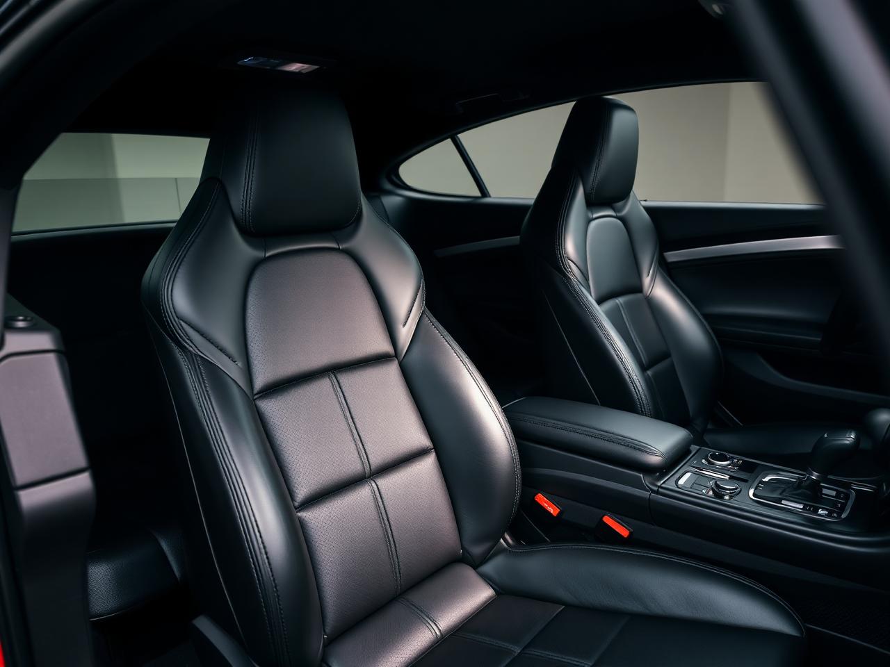 Detailed black leather interior